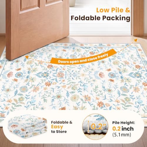 SameBed Washable 2x3 Entryway Area Rug, Vintage Kitchen Rug White - Image 7