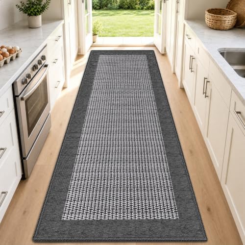 StepRite Kitchen Rugs, Kitchen Mats for Floor, 70"x20" Non-Slip Machine-Washable Kitchen Throw Rug, Absorbent Kitchen Runner Rugs Office, Kitchen Sink Standing Desk Mat, Kitchen Decor Carpet, Grey by Bringcushiontoyourlife