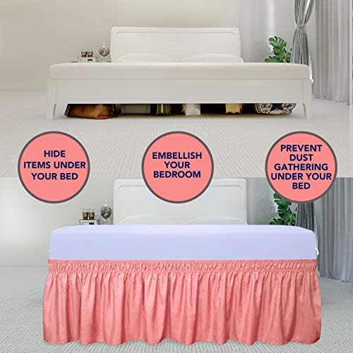 PureFit Wrap Around Ruffled Bed Skirt, Pink, Twin/Full - 22" Drop - Image 3
