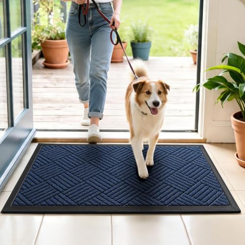Front Door Mat, Heavy Duty Non-Slip Doormat 31.5"x20", Navy - Image 2