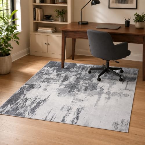 Area Rug 4x6 Dark Grey Rug Washable Boho Rugs Non Slip Low Pile Abstract Small Carpet for Entryway, Bedroom, Kitchen, Classroom, Kids Room, Office, Dorm, Dining Room - Image 3