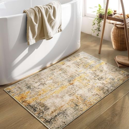 Entryway Rug 3x5 Beige Bedroom Area Rug Washable Non Slip Abstract Boho Rugs for Indoor Entry, Kitchen, Classroom, Bathroom, Kids Girls Room, Office, College Dorm Small Carpet - Image 6