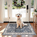 2x3 Non-Slip Washable Kitchen Rug - Boho Soft Small Area Rug for Sink, Entryway, Pet Area & Bathroom - Low Pile Thin Indoor Door Mat (Blue,2x3) by BYYVOORugsforYourHome