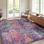 RELEANY Washable Square 8'x8' Area Rug for Living Room Purple Multi - Image 6