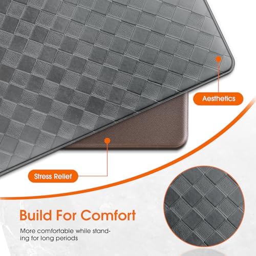 TranquilRelax 2-Piece Kitchen Mats, Cushioned Non-Slip Floor Mats, Grey - Image 6