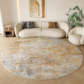 Beige Gold Round Rugs 6ft Washable Circle Area Rug for Entryway Kitchen, Non Slip Soft Low Pile Stain Resistant, Boho Circular Carpet for Living Room Bedroom Dorm Dining Room Table, Abstract by Acapet