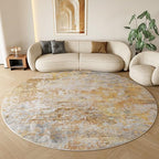 Beige Gold Round Rugs 6ft Washable Circle Area Rug for Entryway Kitchen, Non Slip Soft Low Pile Stain Resistant, Boho Circular Carpet for Living Room Bedroom Dorm Dining Room Table, Abstract by Acapet