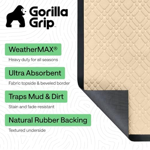 GORILLA GRIP WeatherMAX Door Mat, Indoor Outdoor Use, 47x35, Latte Modern - Image 2