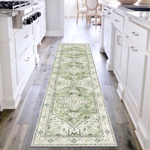 Yamaziot Washable Runner Rug, 2x8 Non-Slip Boho Vintage Hallway Kitchen Rug by Yamaziot