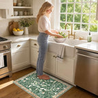 SameBed Washable 2x3 Entryway Area Rug, Vintage Kitchen Rug Brown Green - Image 2