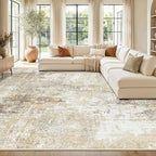 RELEANY Washable 10'x14' Abstract Area Rug for Living Room Neutral Brown by RELEANY