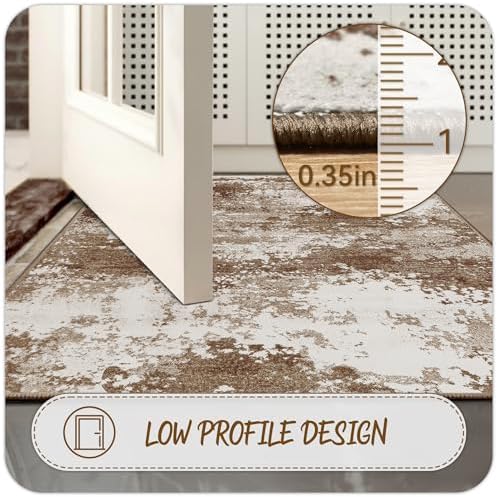 Entryway Rug 2x3 Brown Welcome Door Mat Indoor Entrance 24x36, Washable Small Throw Rugs for Kitchen Floor, Entry, Front Door, Bedroom Bedside, Non-Slip Low Pile Stain & Fade Resistant, Coffee - Image 4