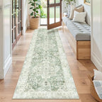 Madane Hallway Runner Rug 2x8 Washable Kitchen Rugs Non-Slip, Green/Ivory - Image 4