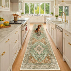RELEANY Washable Area Rug, Runner 2'x10', Brick/Brown/Green - Image 2