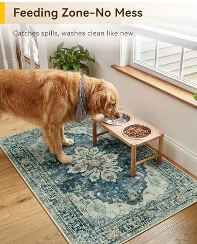 RELEANY Washable Area Rug, Small 2'x3', Blue/Vintage Dark Blue - Image 3