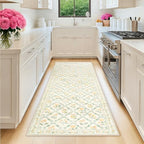 PLHXFR 2.6x8 Washable Runner Rug：Floral Indoor Kitchen Carpet Beige Multi by PLHXFRSoftAreaRugs