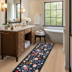 PLHXFR 2x5 Washable Runner Rug：Floral Indoor Kitchen Soft Carpet Black - Image 6