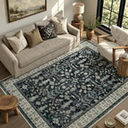 5x7 Area Rug for Living Room, Non-Slip Washable Large Carpet, Black Brown by Lofus