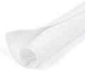 HOLED 1/8 inch Split Braided Cable Management Sleeve for USB Cable Power Cord Audio Video Cable, Wire Loom Cord Protector from Cat Dog Chewing (White, 25FT)