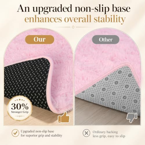 PLHXFR 10x12 Area Rugs Living Room: Fluffy Bedroom Rug Shag Carpet Pink - Image 6