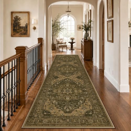 RELEANY Washable Area Rug, Runner 3'x9', Brown/Dark Brown - Image 2