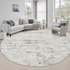 Round Area Rug Living Room: 8 ft Modern Washable Carpet Gray by FXRHLP