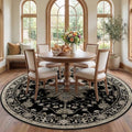 RELEANY Washable Area Rug, Round 7ft, Black/Neutral by RELEANY