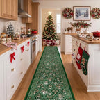 2x10 Christmas Runner Rug for Hallway,Washable Kitchen Rugs,Green - Image 5