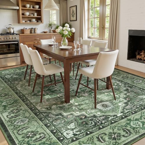 Lofus 5x7 Area Rugs for Living Room Bedroom, Boho Carpet Floral Sage Green - Image 2