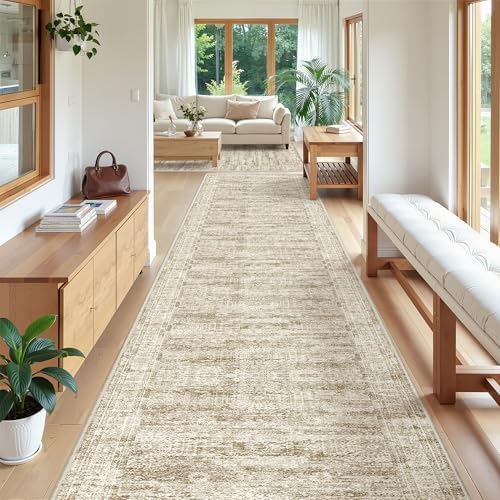 3x18 Runner Rug Non Slip,Washable Hallway Runner Rug,Brown by Restydon