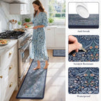Collive Kitchen Mats for Floor, Dark Blue Kitchen Rugs 20"x47"+20"x32" - Image 6