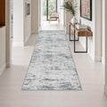 3x8 Washable Runner Rug：Modern Abstract Soft Carpet Blue Grey by FXRHLP