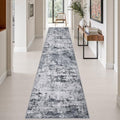2.6x14 Washable Runner Rug:Modern Abstract Indoor Soft Carpet Grey by FXRHLP