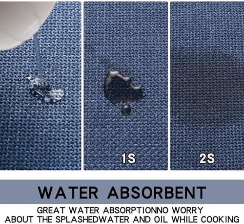 Kitchen Mats Set of 2 PCS for Floor, Washable Non Slip Rugs, Dark Blue - Image 6