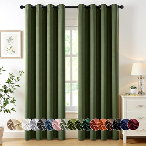 MIULEE Blackout Curtains for Bedroom 2 Panels 50 x 84 Inch Long Olive Green by MIULEE
