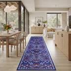 PLHXFR 2.6x10 Washable Runner Rug：Floral Indoor Kitchen Soft Carpet Blue - Image 4