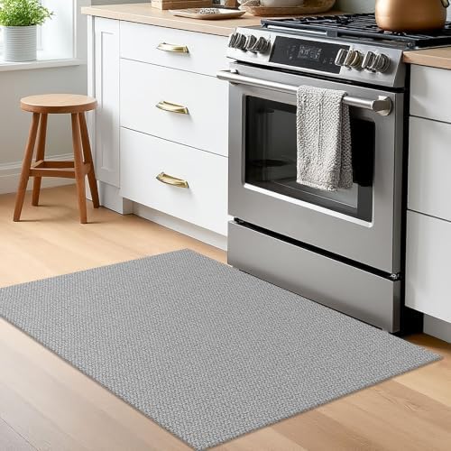 EARTHALL Washable Entryway Rug, Non Slip Doormat, 2x3 Ft, Heather Gray - Image 2