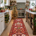 Christmas 2x8 Hallways Runner Rug - Red Santa Claus Kitchen Rugs Non-Slip Washable Entryway Bathroom Rugs Winter Soft Low Pile Floor Carpet for Hallway Bedroom for （2x8，Red） by HYHAOYUNLAI