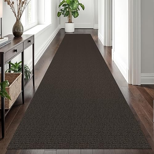 EARTHALL Washable Runner Rug, Non Slip Hall Runner, 3x12 Ft, Taupe/Coffee - Image 6
