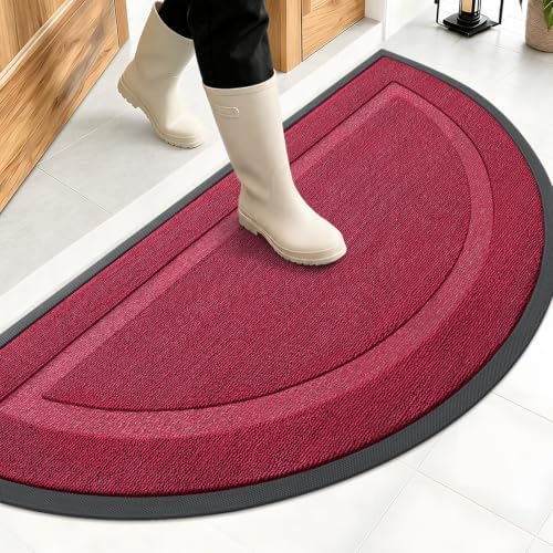 OLANLY Half Circle Front Door Mat Outside 47x23 All-Season Rubber Doormat by OLANLY