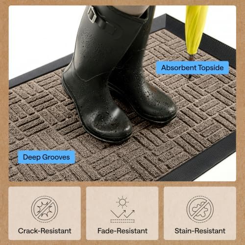 GORILLA GRIP WeatherMAX Door Mat, Indoor Outdoor Use, 72x24, Beige Maze - Image 4