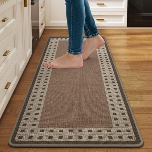 Kitchen Mats for Floor, Non Slip Kitchen Rugs, 17x47 Brown by QiCaiJia