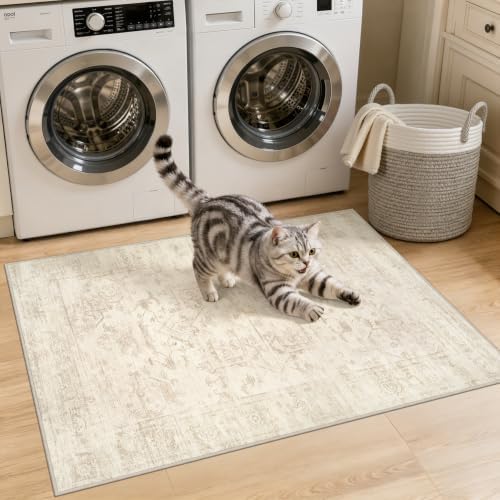 Washable Area Rugs 2x4: Living Room Bedroom Carpet Beige/Brown - Image 2