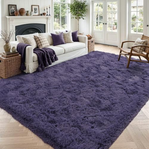 4x6 Taro Purple Fluffy Soft Area Rug Non-Slip for Bedroom Living Room by ModernHomeDecor