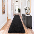Ophanie 2x10 Runner Rug for Hallway, Upgrade Non-Slip Fluffy Soft Bedside Rugs, Bedroom Living Room Black Shaggy Black Carpet for Girls Boys Dorm Decor Aesthetic with Over 99 pcs Pile fibers by Ophanie
