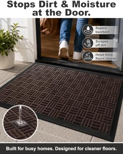 Mibao Front Door Mat Outdoor Entrance, 73" x 46" Heavy Duty Welcome Mat for Outdoor and Indoor, Waterproof Dirt Trapper Doormat, Super Absorbent Indoor Entryway Mat for Patio & Porch - Brown - Image 4
