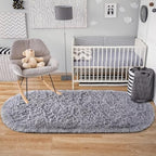 Noahas 2.8x6.3 Grey Fluffy Soft Oval Rug Non-Slip for Bedroom Dorm Hallway - Image 5