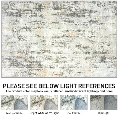 8x10 Area Rugs for Living Room: Washable Abstract Grey Brown Bedroom Carpet - Image 7