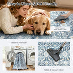 9x12 Area Rugs for Living Room, Blue Washable Non-Slip Large Carpet - Image 4