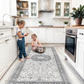 Hallway 4x8 Washable Runner Rug: Oriental Stain Resistant Entryway Kitchen Rug Farmhouse Soft Carpet for Bathroom Bedroom Thin Laundry Room Floor Mat with Non Slip Backing for Pets Family(4x8,Grey) by HYHAOYUNLAI